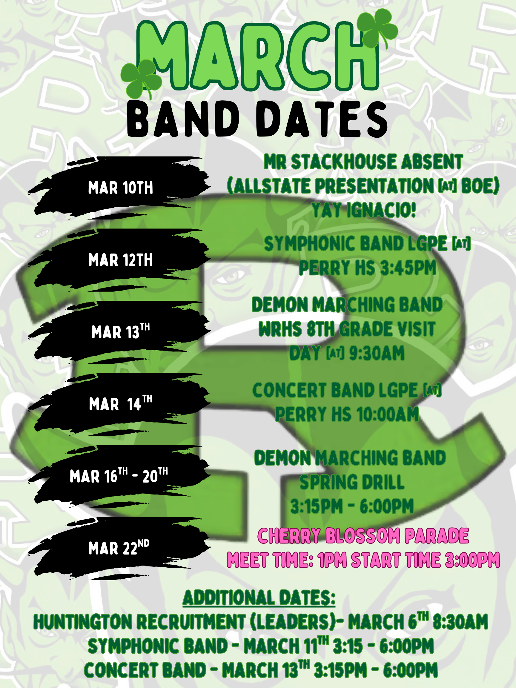 March Band Dates – Warner Robins Bands