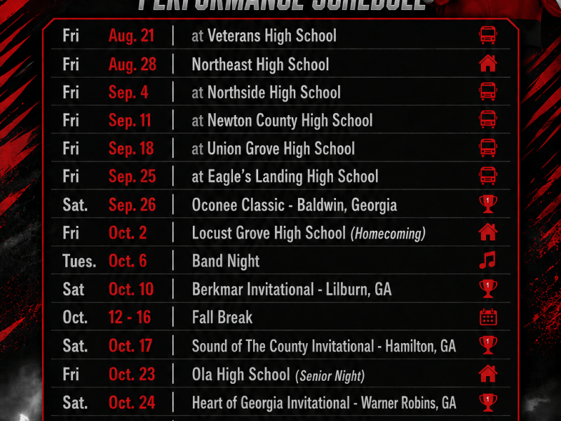 2026 Performance Schedule